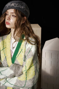 Preppy V Neck Cardigan Sweater — dettaglio del tessuto