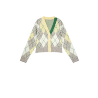 Preppy V Neck Cardigan Sweater — vista frontale