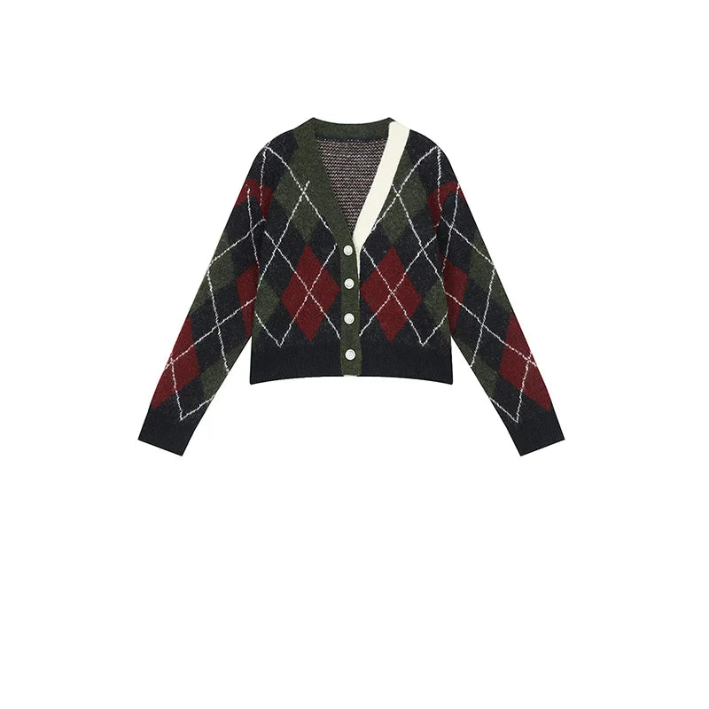 Preppy V Neck Cardigan Sweater — vista posteriore
