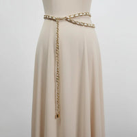 Pu Leather Black Metal Chain Long Body Belt — in alternativa