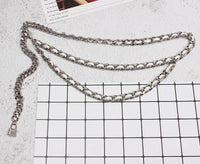 Pu Leather Black Metal Chain Long Body Belt — dettaglio della stampa