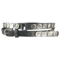 Punk Double Loop Studded Leather Belt — vista frontale