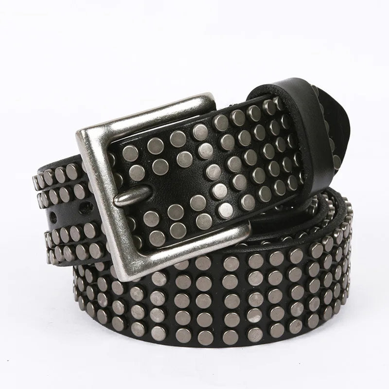 Punk Rivet Leather Belt — vista frontale