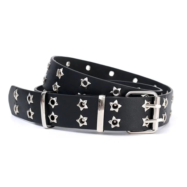 Punk Star Rivet PU Leather Belt — vista frontale