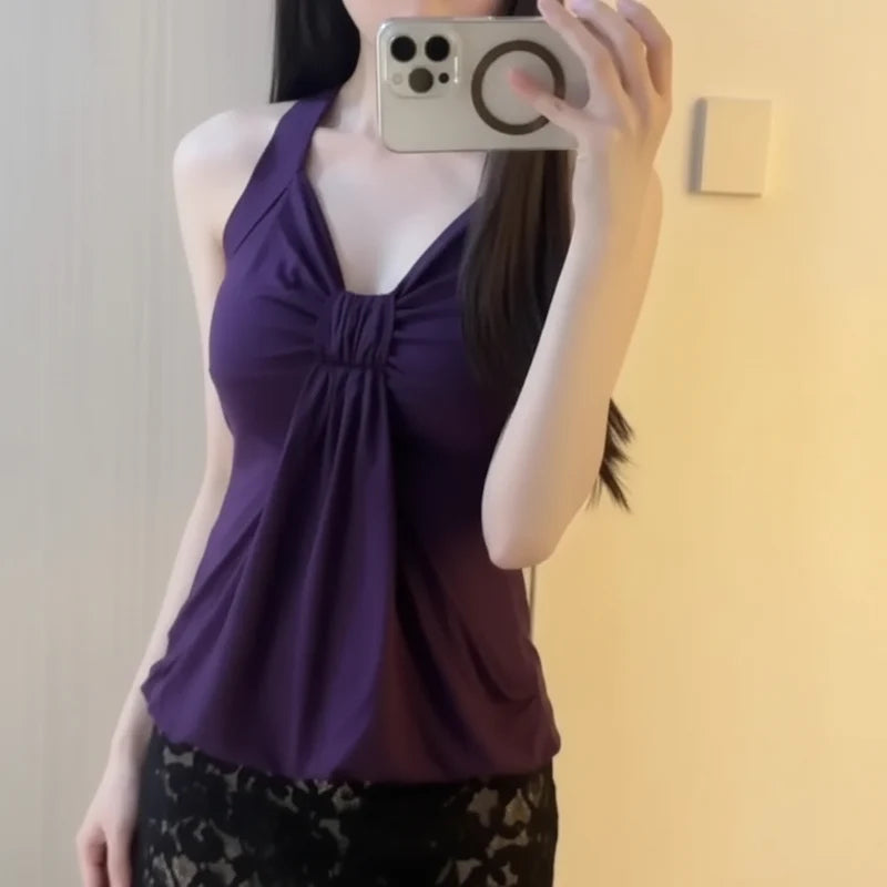 Purple Bow Tank Top — vista frontale
