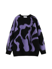 Purple Cow Patch Knitted Sweater — vista frontale