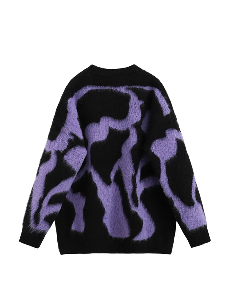 Purple Cow Patch Knitted Sweater — vista posteriore