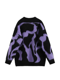 Purple Cow Patch Knitted Sweater — vista posteriore