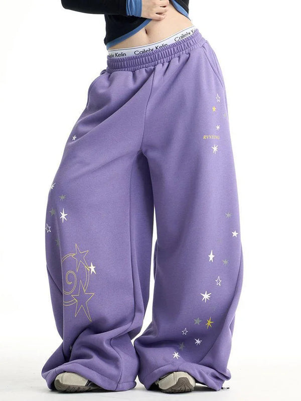 Y2K Purple Galaxy Baggy Sweatpants Joggers Trousers
