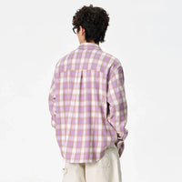 Purple Plaid Long Sleeve Button Down Shirt — dettaglio della stampa