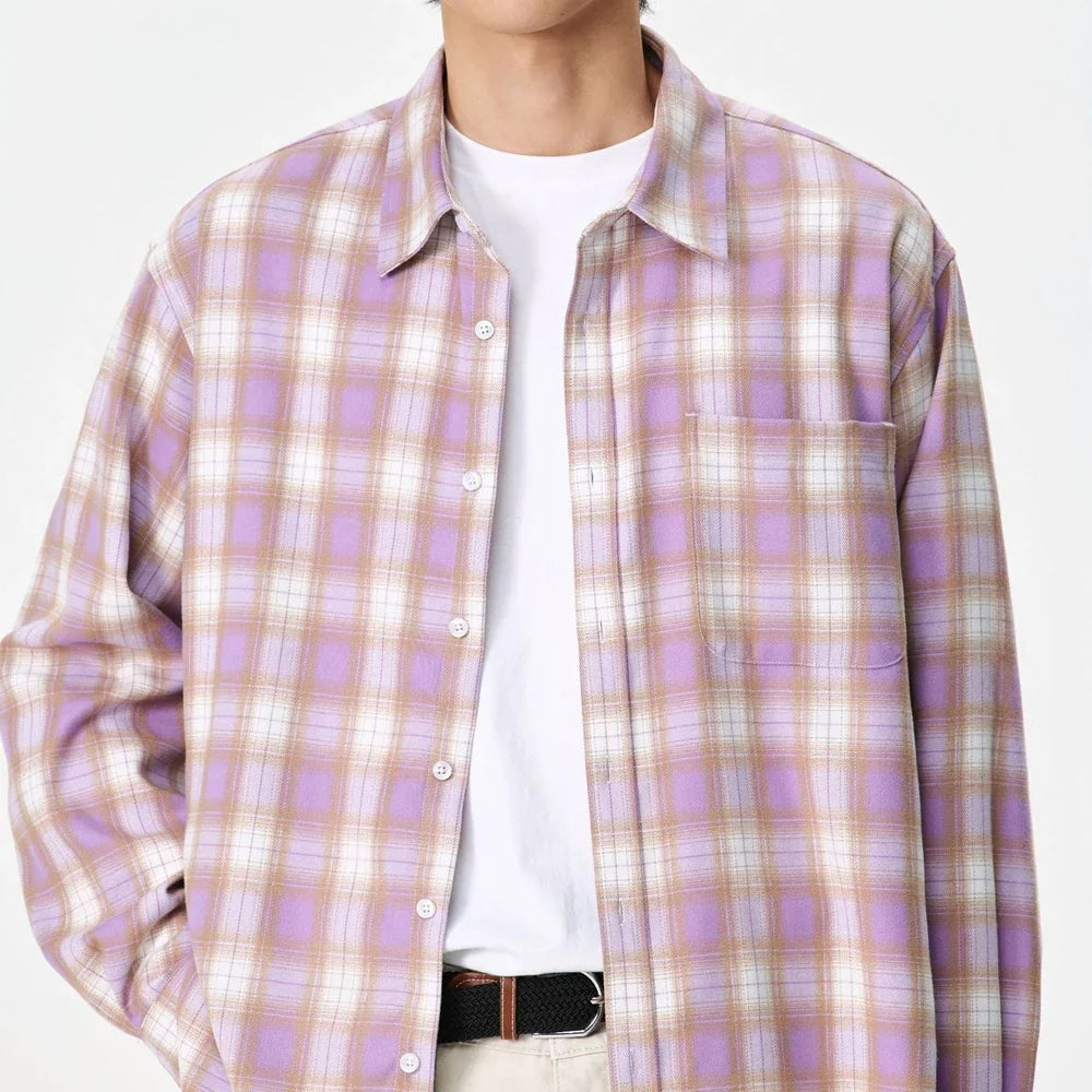 Purple Plaid Long Sleeve Button Down Shirt — in alternativa