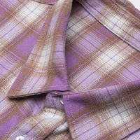 Purple Plaid Long Sleeve Button Down Shirt — vista laterale