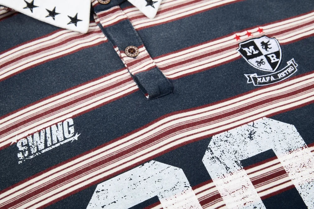 Red 90 Striped Polo Shirt — vista laterale
