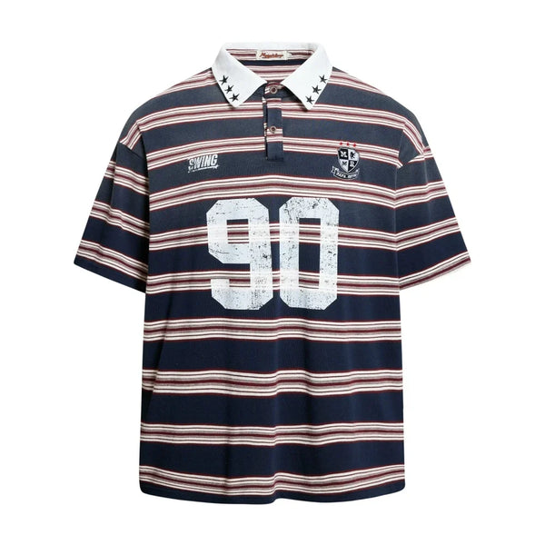 Red 90 Striped Polo Shirt — vista frontale