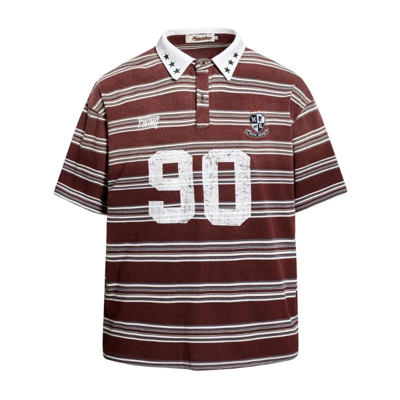 Red 90 Striped Polo Shirt — vista posteriore