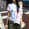 Y2K Red Cross Graphic Loose Off Shoulder Top