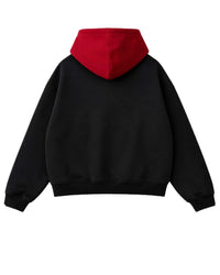 Red Hood Oversized Black Metal Clasp Hoodie — in alternativa