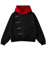 Y2K Red Hood Oversized Black Metal Clasp Hoodie