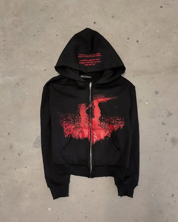 Red Mist Graphic Full Zip Hoodie — vista frontale