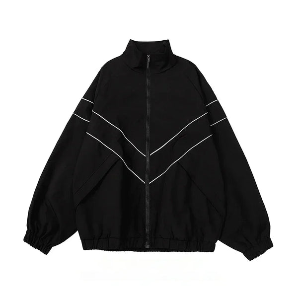 Reflective Striped Design Baggy — vista frontale