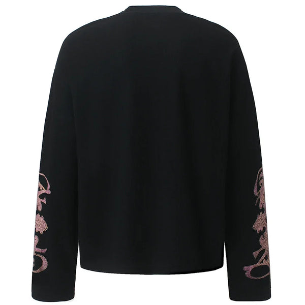 Y2K "Regal" Rivet Graphic Long Sleeve Top