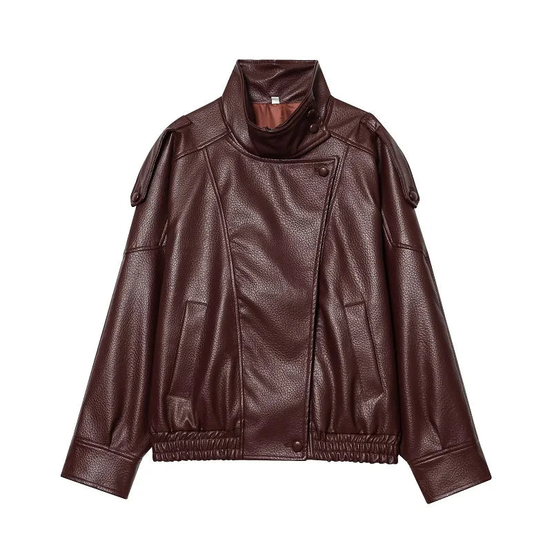 Regular Womens Faux Leather Jacket — vista posteriore