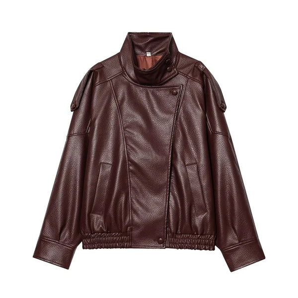 Y2K Regular Womens Faux Leather Jacket
