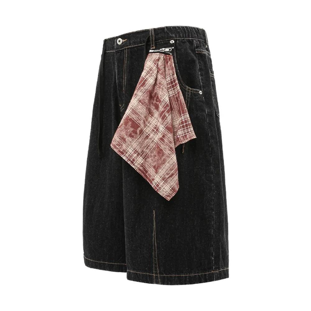 Removable Bandana Denim Shorts Jorts — vista posteriore