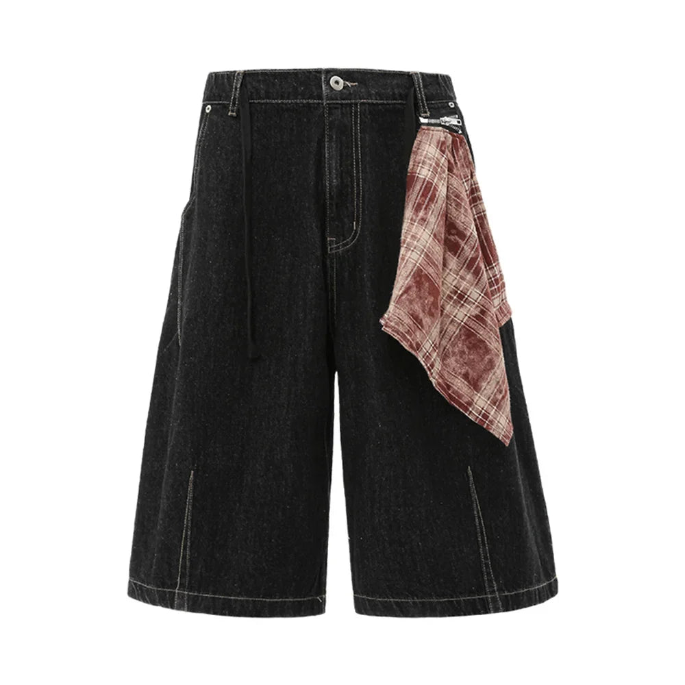 Removable Bandana Denim Shorts Jorts — vista frontale