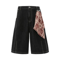 Removable Bandana Denim Shorts Jorts — vista frontale