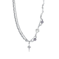 Resin Bead Cross Pendant Necklace — vista laterale