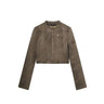 Y2K Retro Brown Suede Leather Jacket