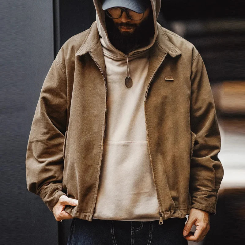 Retro Corduroy Jacket With Stand Up Collar — vista posteriore