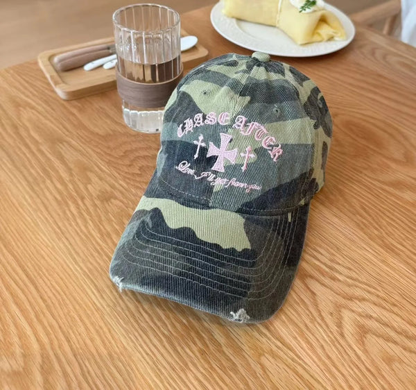 Y2K Retro Cross Camo Baseball Cap