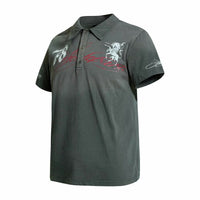 Retro Distressed Letter Graphic Polo Shirt — vista posteriore