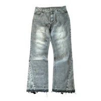 Retro Dollar Embroidered Patchwork Denim Jeans — vista laterale