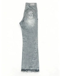 Retro Dollar Embroidered Patchwork Denim Jeans — in alternativa