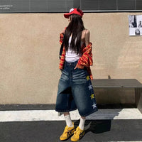 Retro Embroidered Star Jorts — dettaglio