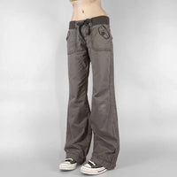 Retro Lace Up Low Rise Cargo Jeans — dettaglio