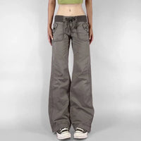 Retro Lace Up Low Rise Cargo Jeans — vista frontale