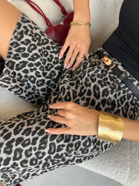 Retro Leopard Print High Waist Shorts — vista laterale