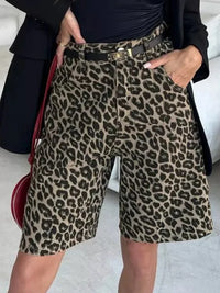 Retro Leopard Print High Waist Shorts — dettaglio