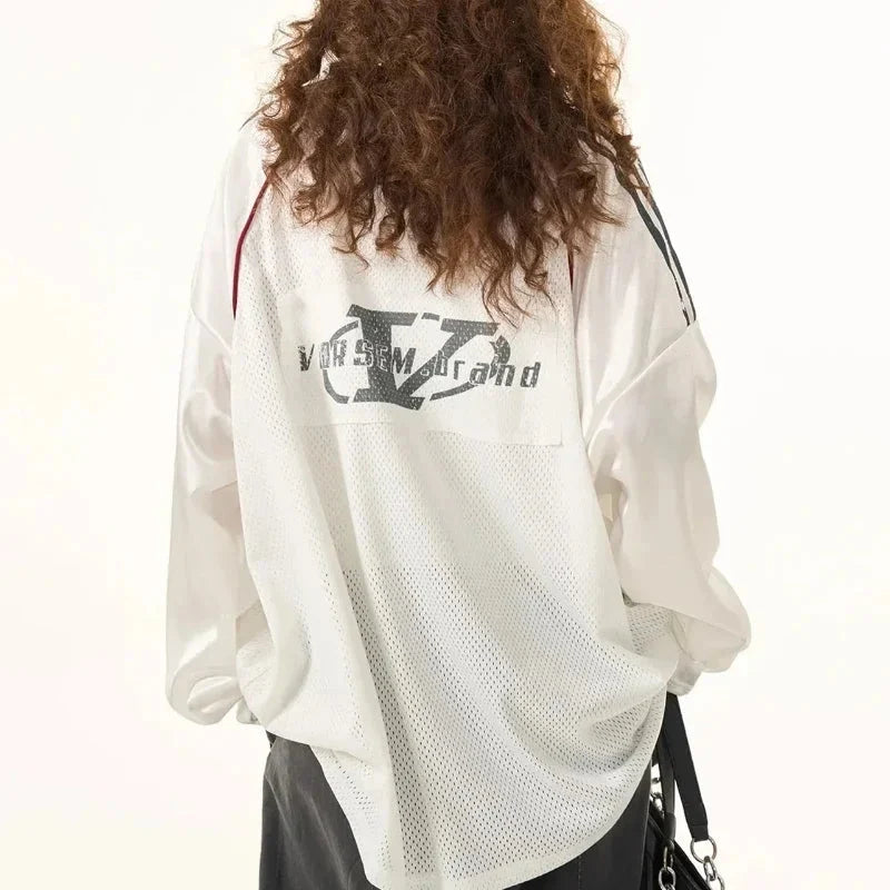 Retro Long Sleeve Printed Jersey T Shirt — vista laterale