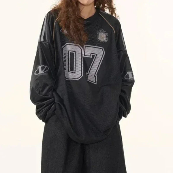 Y2K Retro Long Sleeve Printed Jersey T-Shirt