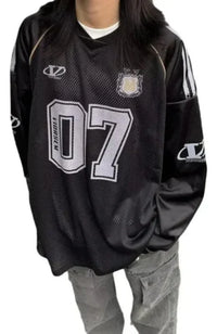 Retro Long Sleeve Printed Jersey T Shirt — vista completa