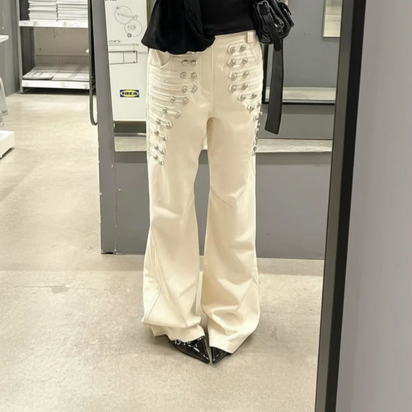 Y2K Retro Metal Buckle Design Womens Jeans