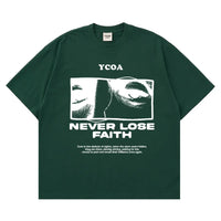 Retro "Never Lose Faith" Graphic T Shirt — vista frontale