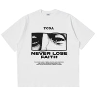 Retro "Never Lose Faith" Graphic T Shirt — vista posteriore