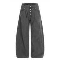 Retro Single Breasted Washed Barrel Jeans — vista frontale