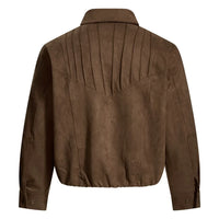 Retro Spliced Faux Suede Leather Jacket — vista posteriore